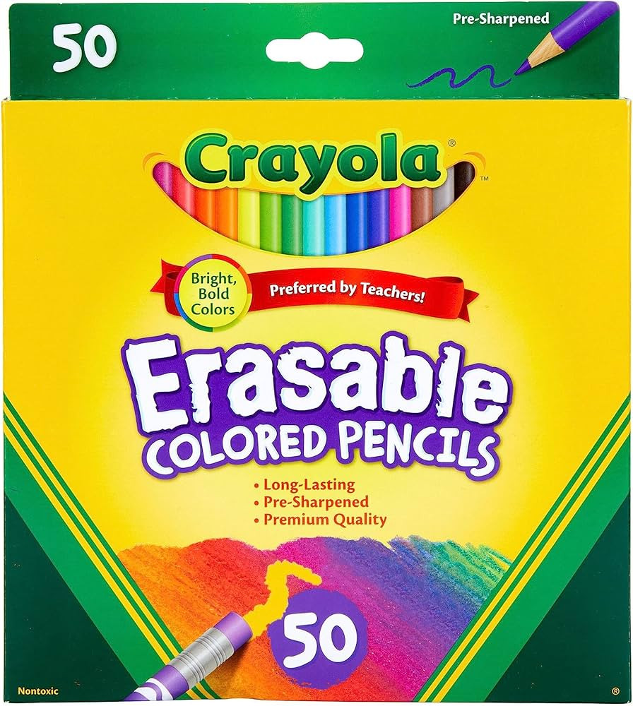 Crayola Erasable Colored Pencils (50ct), Bulk Colored Pencil Set, Pencils for Adult Coloring Book... | Amazon (US)