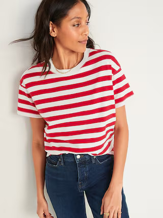 Vintage Loose Striped Easy T-Shirt for Women | Old Navy (US)