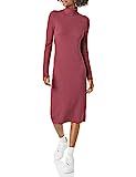 Amazon Brand - Daily Ritual Women's Rayon-Spandex Fine Rib Long-Sleeve Turtleneck Midi Dress, Dark B | Amazon (US)