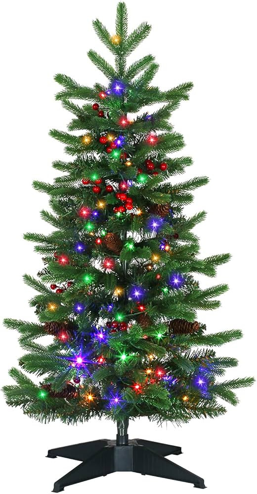 JOYHALO 3FT Small Christmas Tree, Pre-Lit Table Top Mini Tree with White or Multicolor LED, Artif... | Amazon (US)