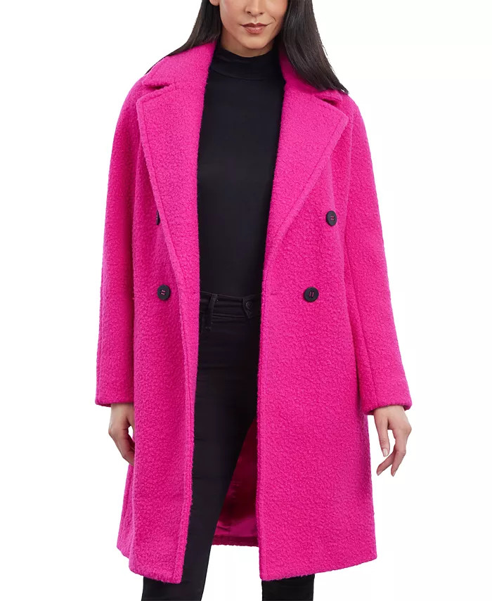 Women's Double-Breasted Bouclé Walker Coat | Macy's