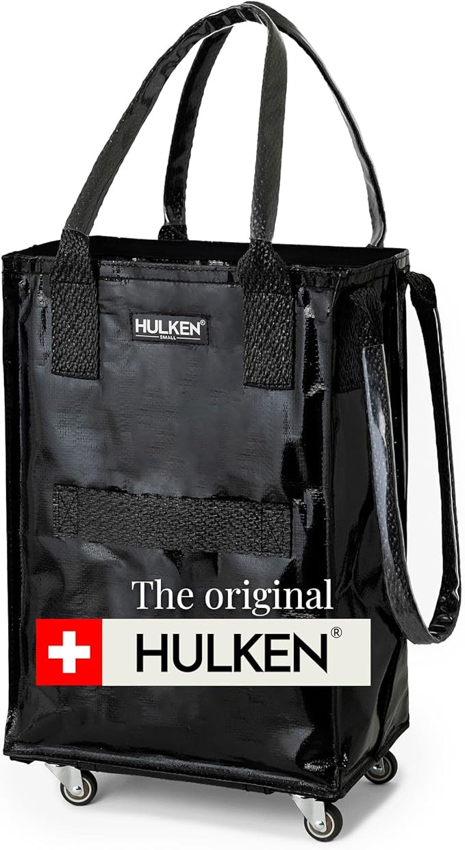 (Small, Black) Reusable Grocery Bag On Wheels, Shopping Trolley, Rolling Tote, Zipper Closure, Li... | Amazon (US)