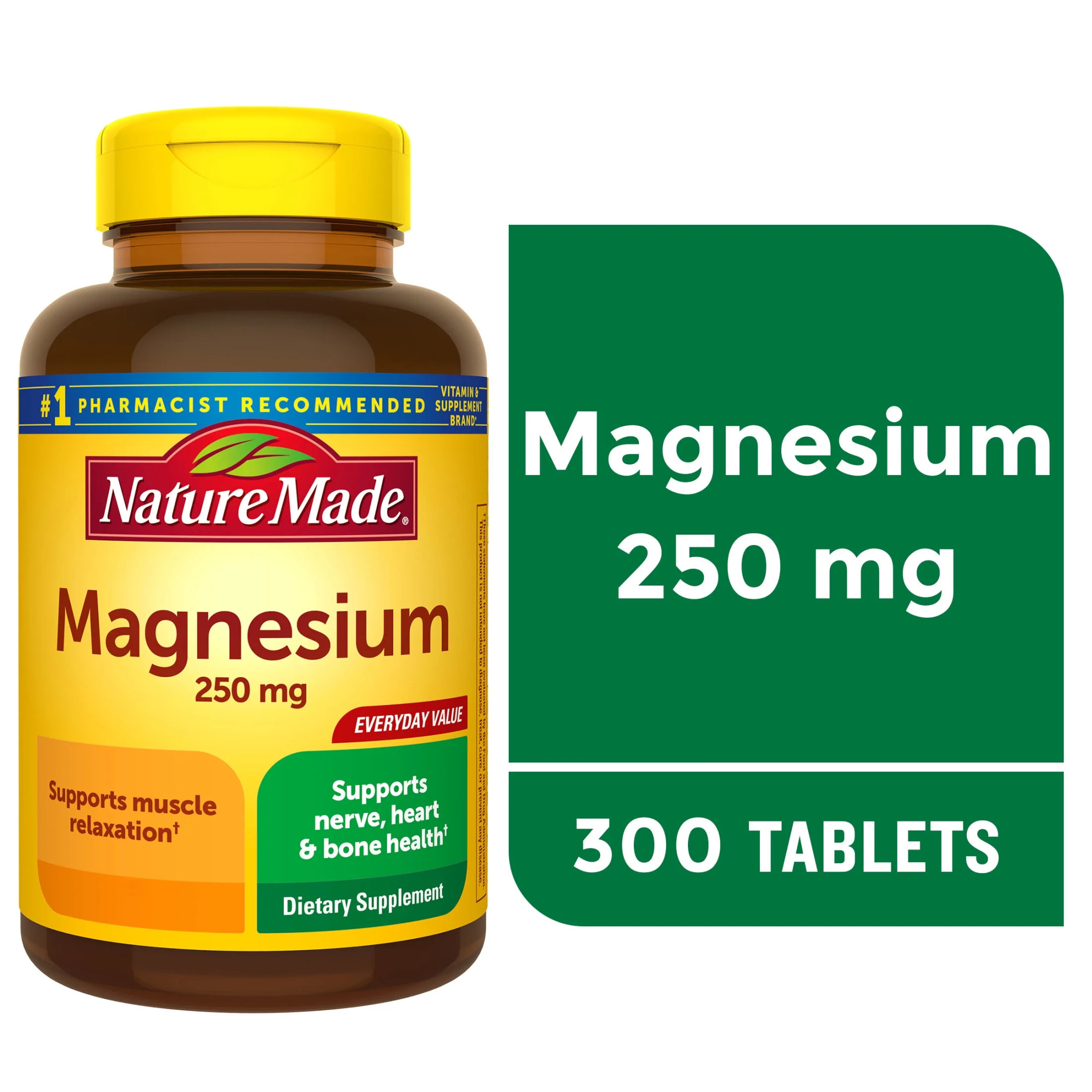 Nature Made Magnesium Oxide 250 mg Tablets, Supports Muscle Relaxation, 300 Count | Walmart (US)