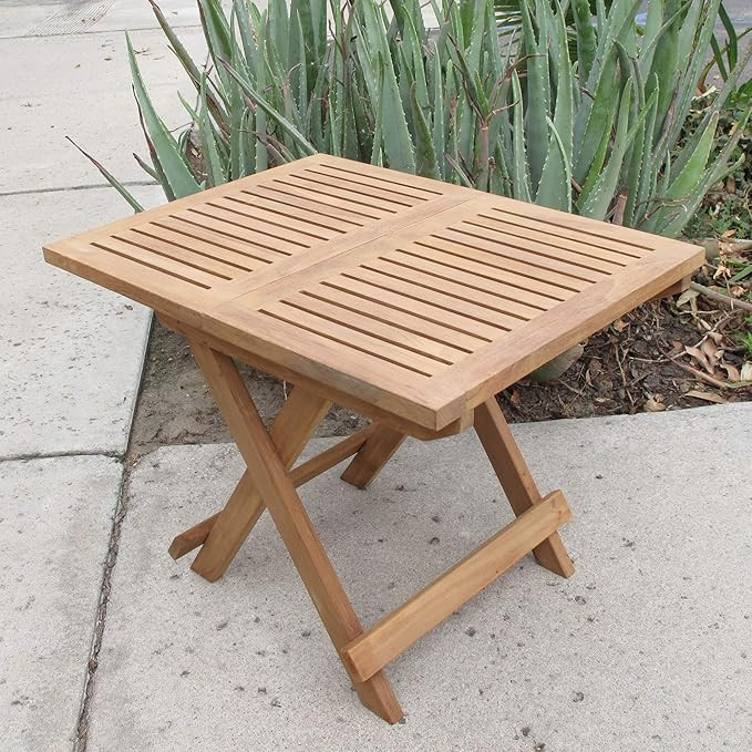 Natural Teak Folding Picnic End Side Table | Amazon (US)