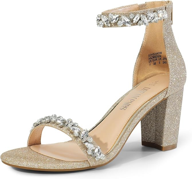 DREAM PAIRS Women's Chunk Low Heel Pump Sandals | Amazon (US)