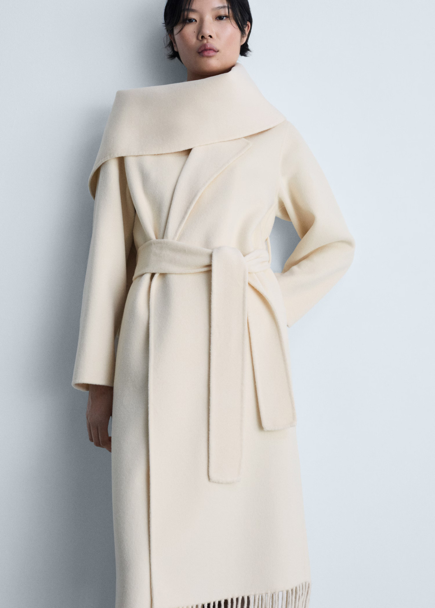 Fringe wool-blend coat - Women | MANGO United Kingdom | MANGO (UK)