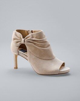 Suede Mid-Heel Ankle Booties With Side Bow Detail | White House Black Market