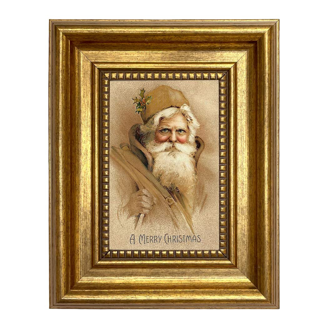Schooner Bay Co. Father Christmas Victorian Antique Style Framed Print Gold Wall Art Decor 7-1/2"... | Amazon (US)