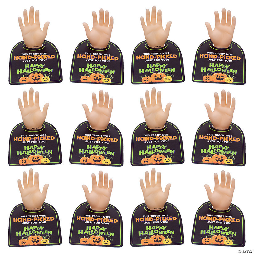 3" Halloween Tiny Hand Vinyl Finger Puppets with Card Handout for 12 | Oriental Trading Company