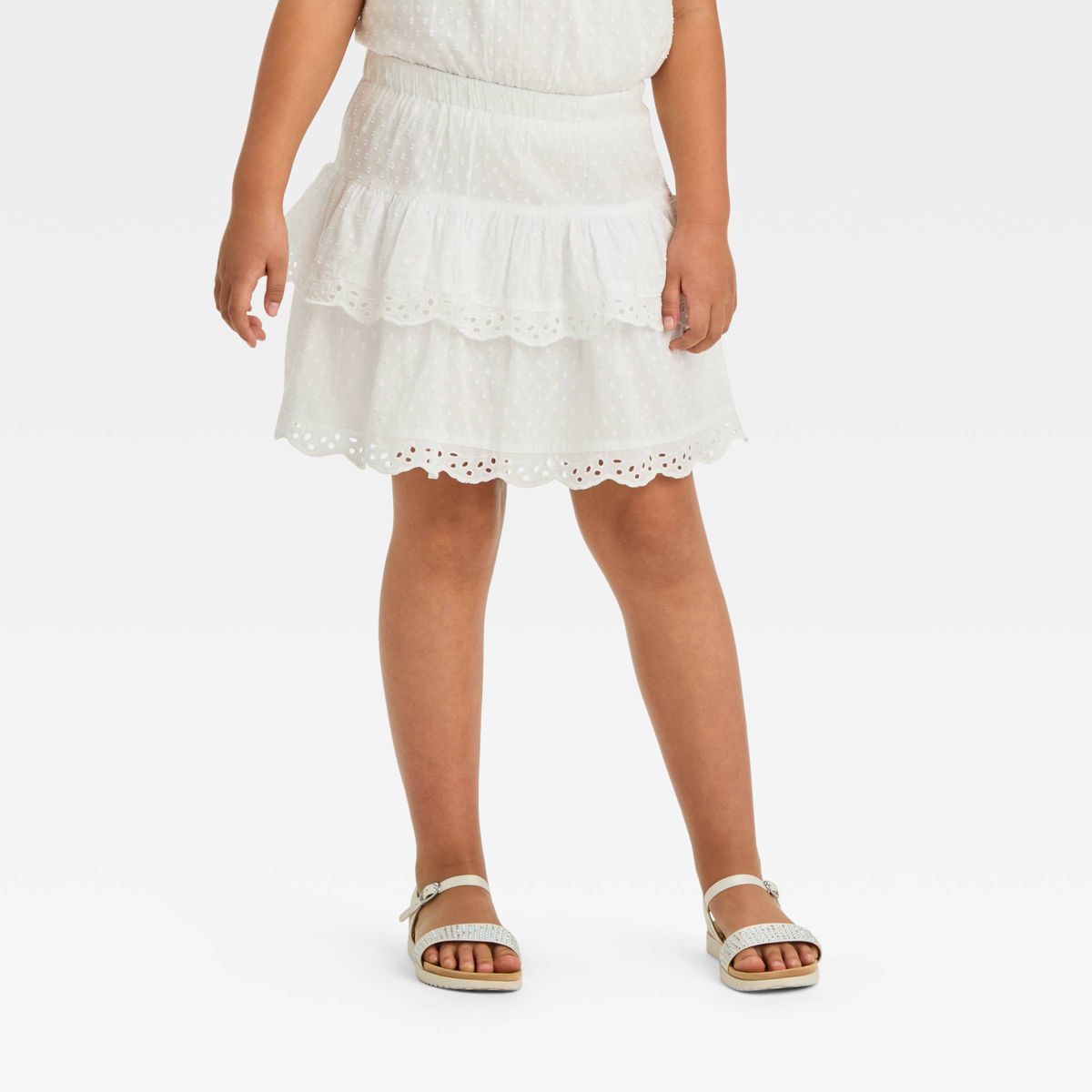 Girls' Tiered Woven Pull-On Skirt - Cat & Jack™ White | Target