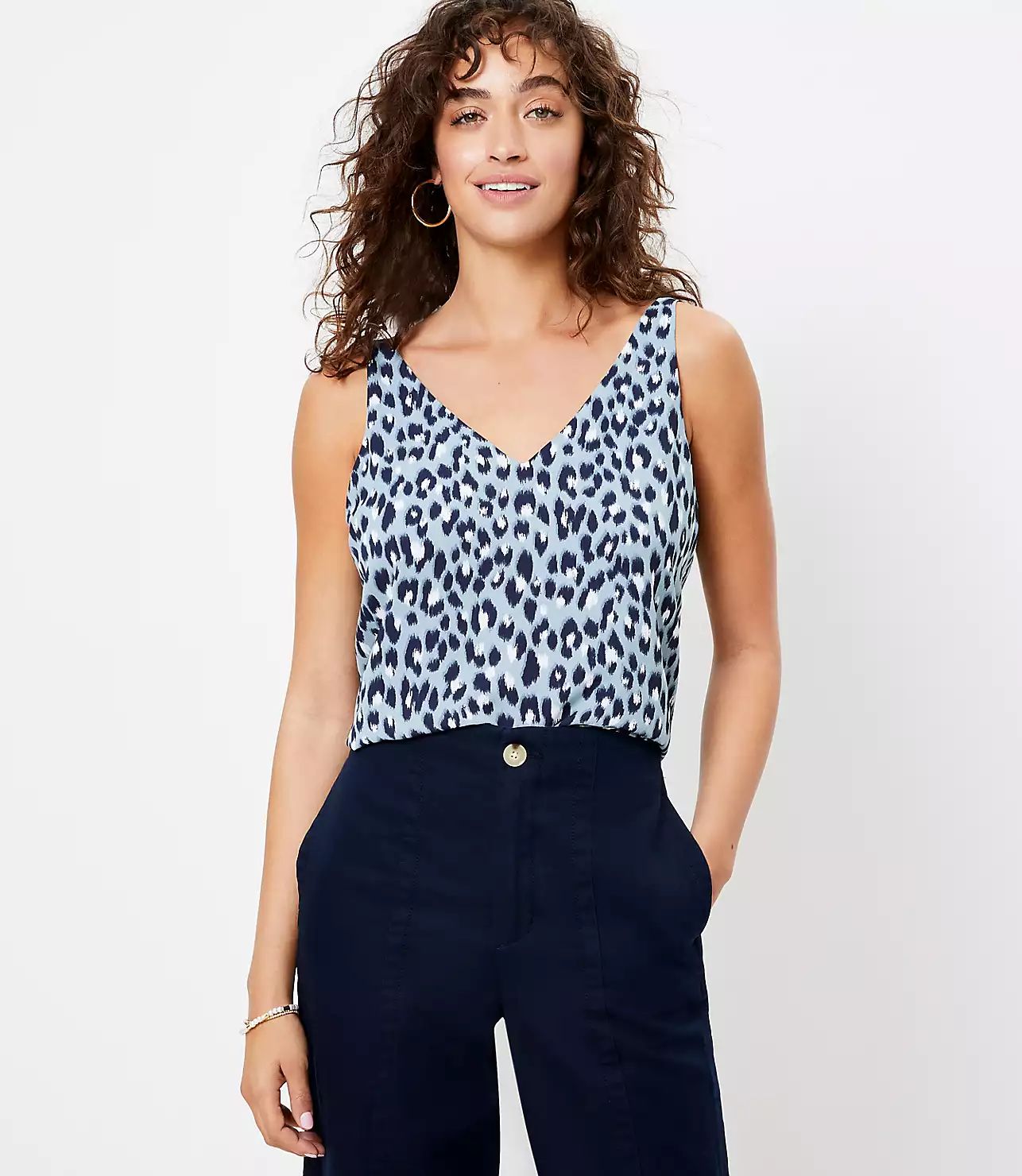 Leopard Print V-Neck Shell | LOFT