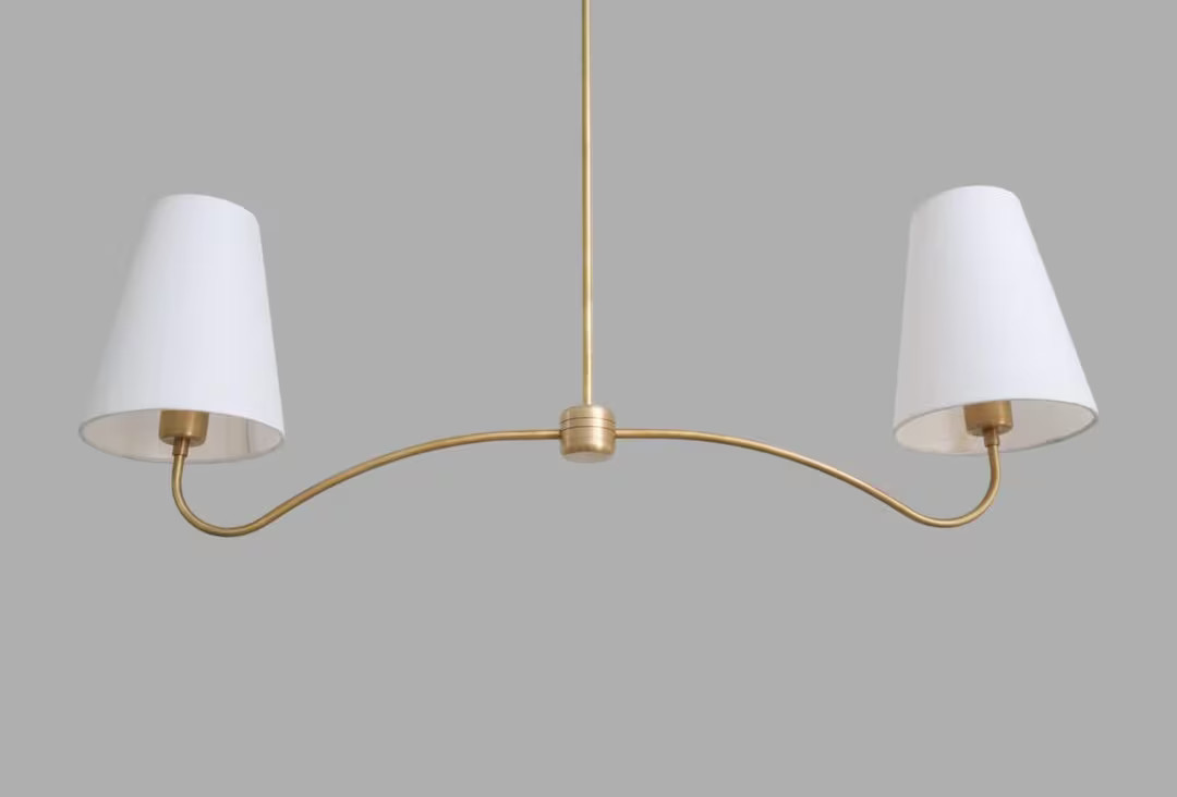 Brass Linear Chandelier: Mid Century Modern Living Room Lighting Fixtures - Etsy | Etsy (US)