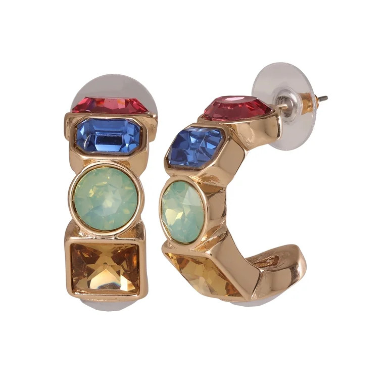 Jessica Simpson Multi Color Stone Half Hoop Earrings | Walmart (US)