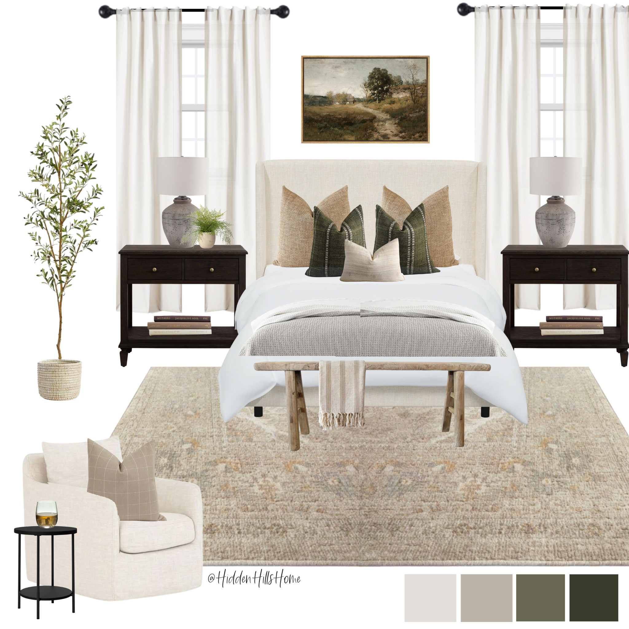 Bedroom decor, primary bedroom, home decor, upholstered bed on sale, bedroom rug, nightstands, olive tree, swivel chair #bedroom #homedecor #sale

#LTKhome #LTKsalealert #LTKFind