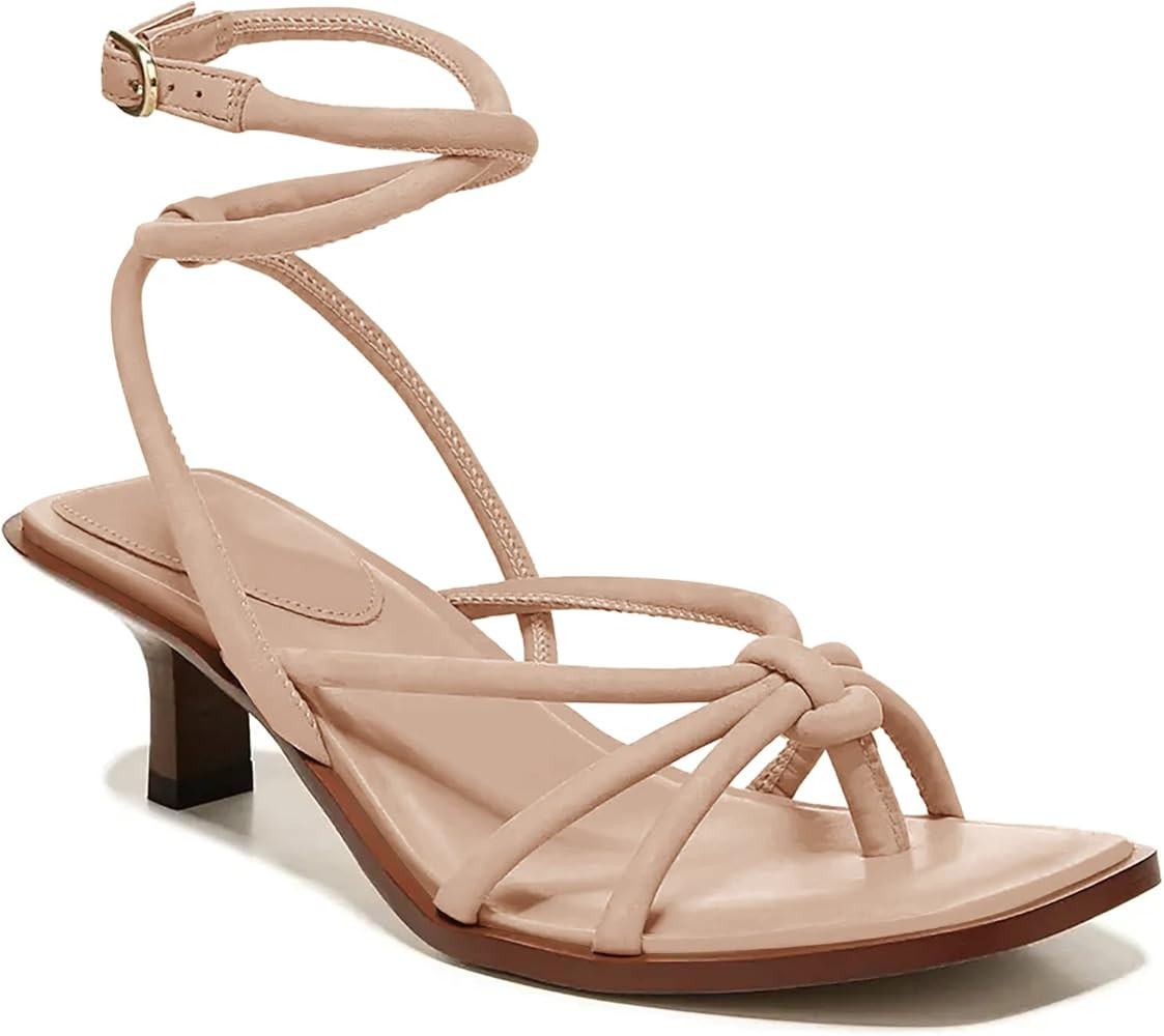 Coutgo Womens Strappy Heels Sandals Thong Gladiator Square Open Toe Low Kitten Heeled Criss Cross... | Amazon (US)