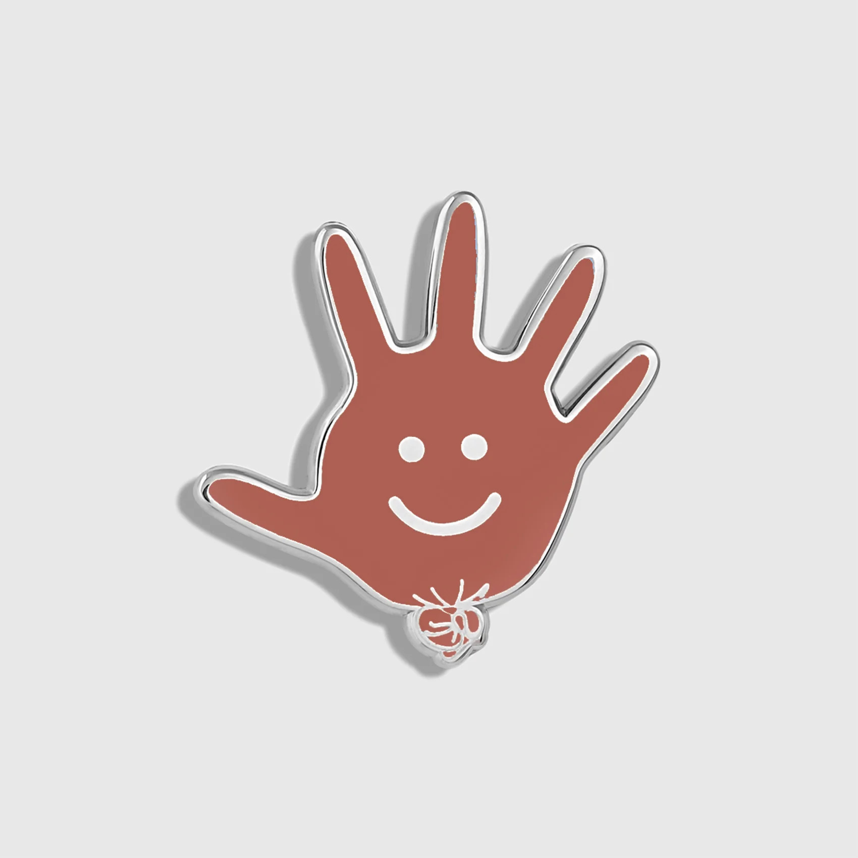 FIGS | V Coterie Glove Enamel Pin - Terracotta | FIGS