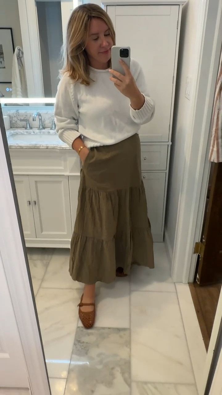 Shopping early for fall! Love this tiered skirt and sweater (linking some similar ones). Super comfortable and great for layering. Fall fashion, Grandmillennial fashion, affordable fashion finds

#LTKFindsUnder50 #LTKStyleTip #LTKMidsize