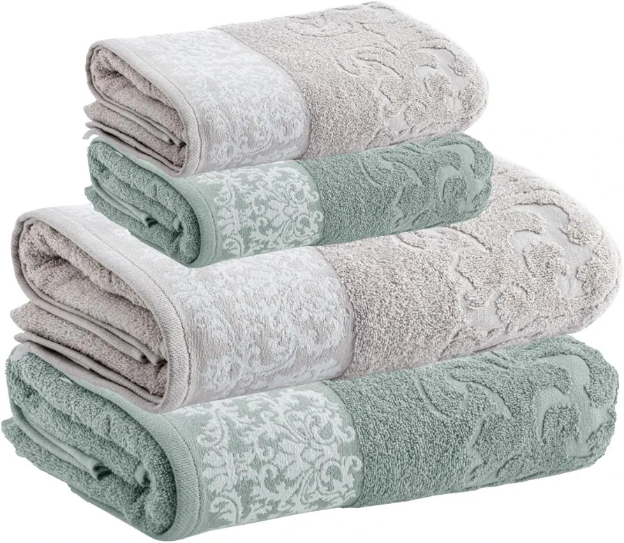 Kit Jogo Toalhas Banho e Rosto, 4 Peças, Medalhão, Corttex, Algodão, Jacquard, Alta Absorção... | Amazon (BR)