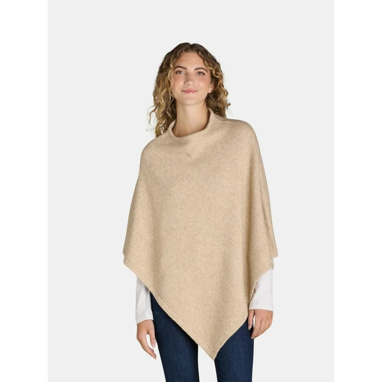 Time and Tru Women's Knit Fashion Poncho, L/XL, Oatmeal - Walmart.com | Walmart (US)