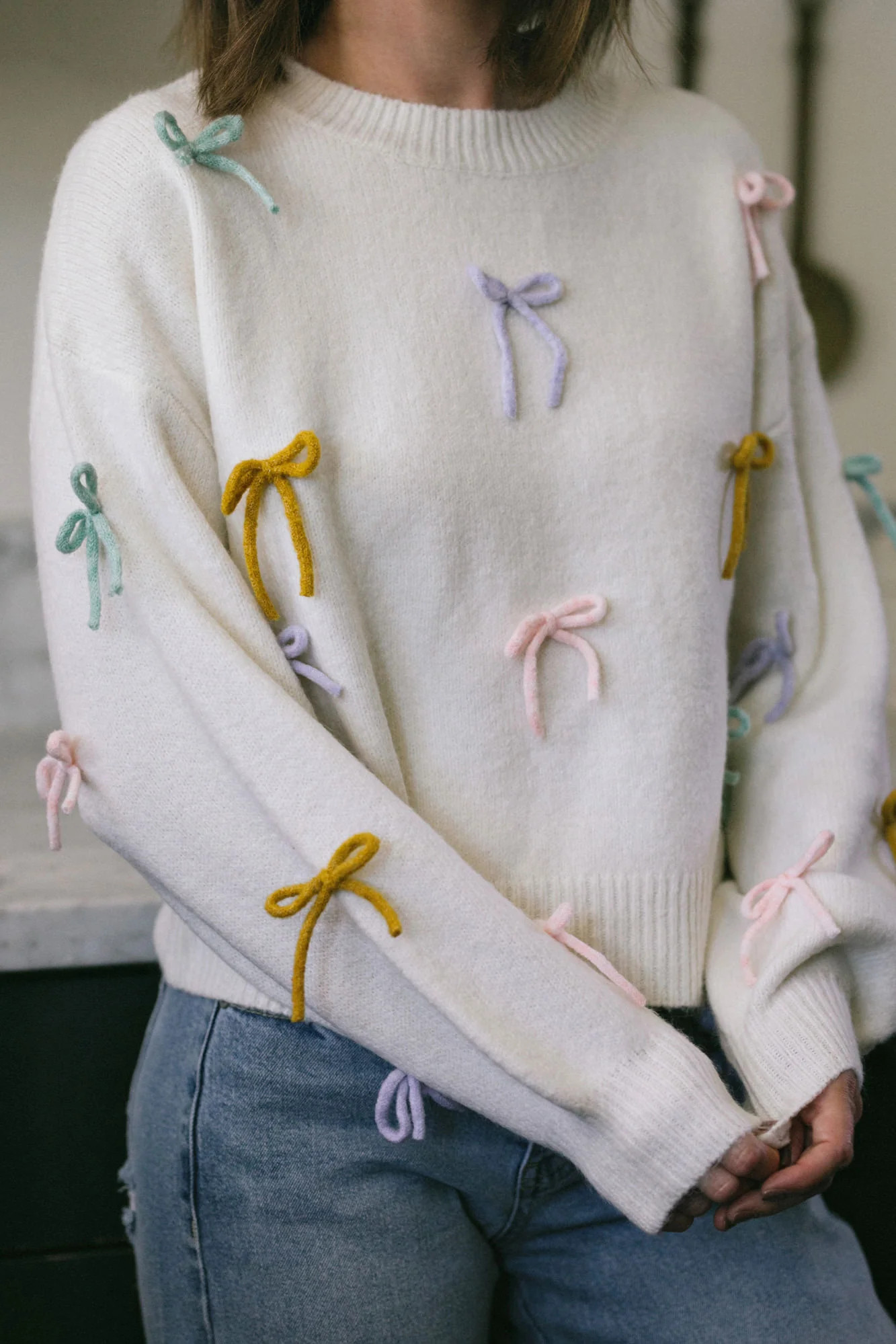 Jessie Bow Knit Sweater | Morning Lavender