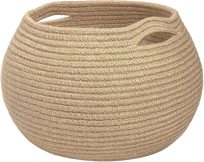 Goodpick Wicker Storage Basket for Living Room, Small Round Woven Basket for Toys, Towel, Bedroom... | Amazon (US)