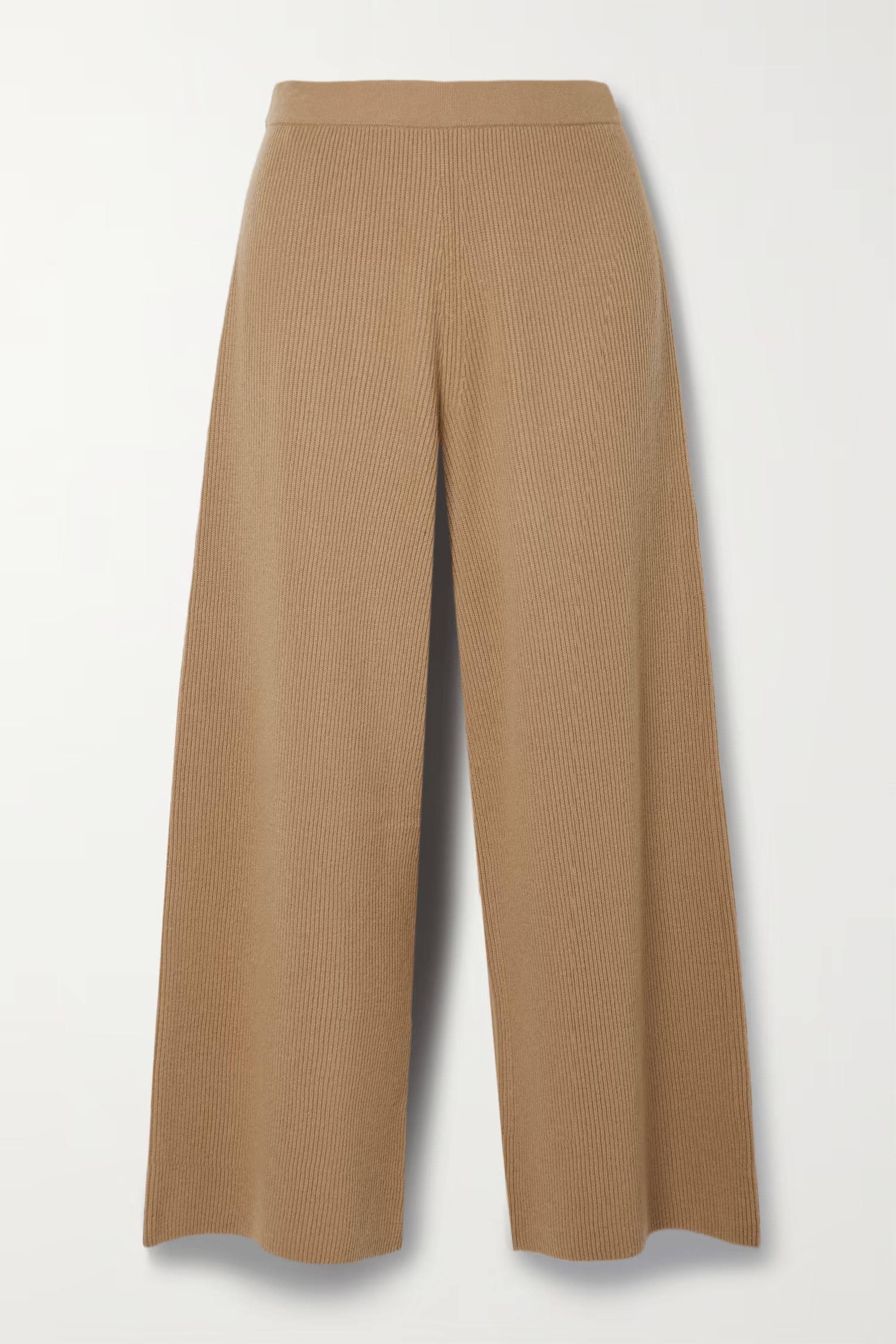 Tan Ribbed wool and cashmere-blend wide-leg pants | THEORY | NET-A-PORTER | NET-A-PORTER (US)