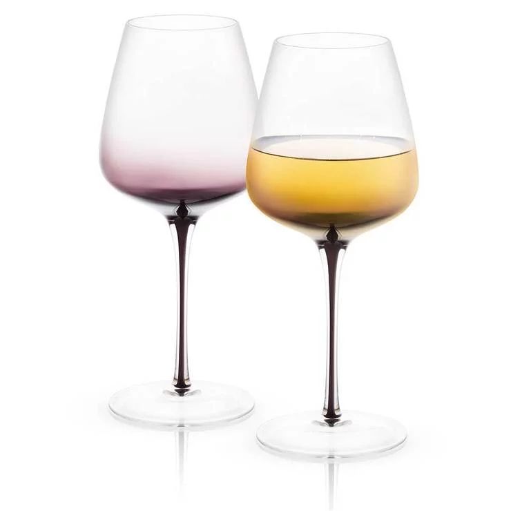 JoyJolt Crystal Black Swan White Wine Glasses 17 oz (Set of 2) Colored Wine Glasses | Walmart (US)
