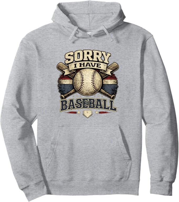 Sorry I Have Baseball Vintage Retro Graphic Pullover Hoodie | Amazon (US)