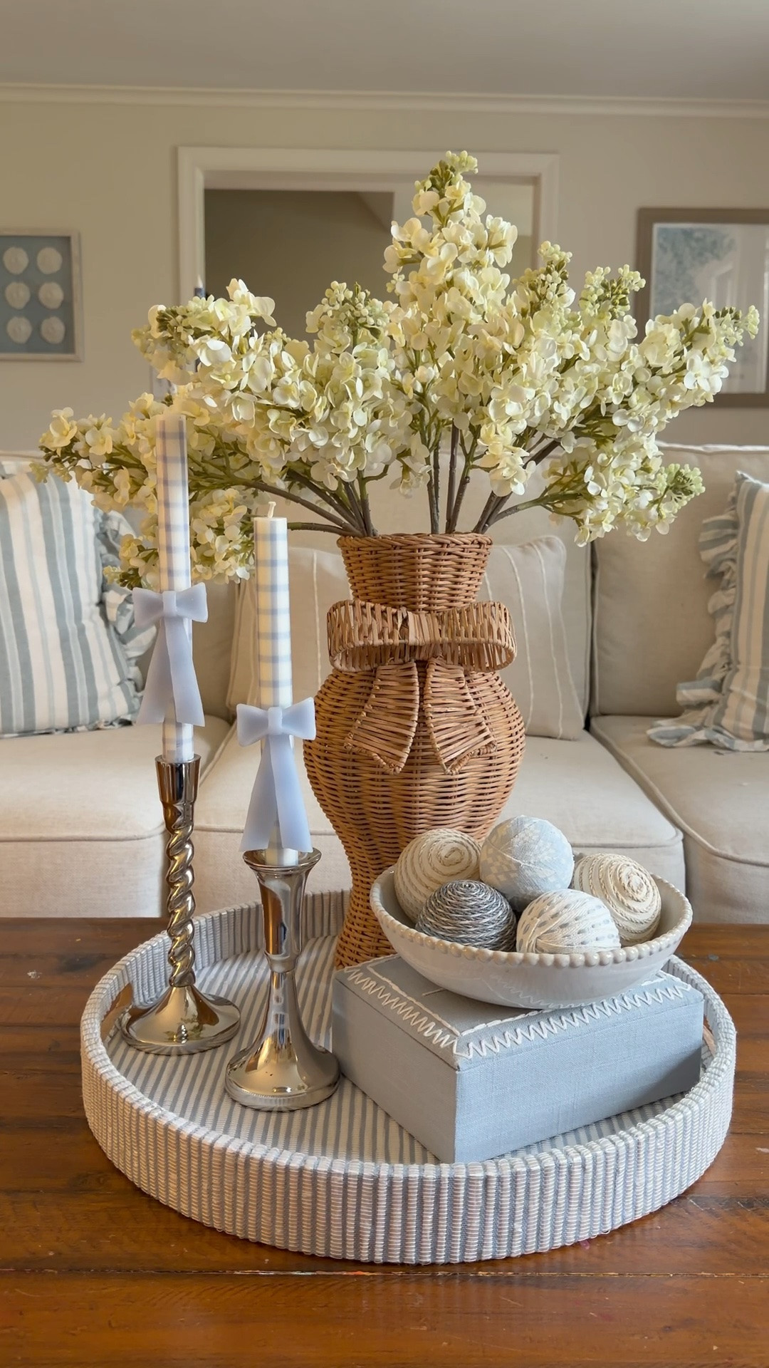 These new coastal-inspired finds from @athomestores are so beautiful! I absolutely love this rattan bow vase and the blue and white striped bamboo tray! This centerpiece will be living on my table through the summer and is making me need a beach trip ASAP!

#LTKHome #LTKSeasonal