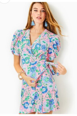 NWT Lilly Pulitzer Sailynn Wrap Dress Romper Conch Shell Pink Rumor Has It L | eBay | eBay US