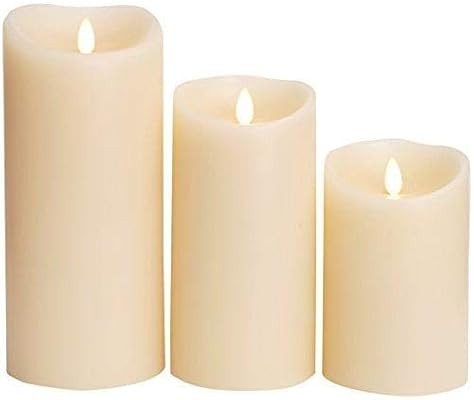 Set of 3 Flameless Candles 3.5''x 5'' 3.5''x 7'' 3.5''x 9'' Moving Flame Real Wax Vanilla Scented... | Amazon (US)