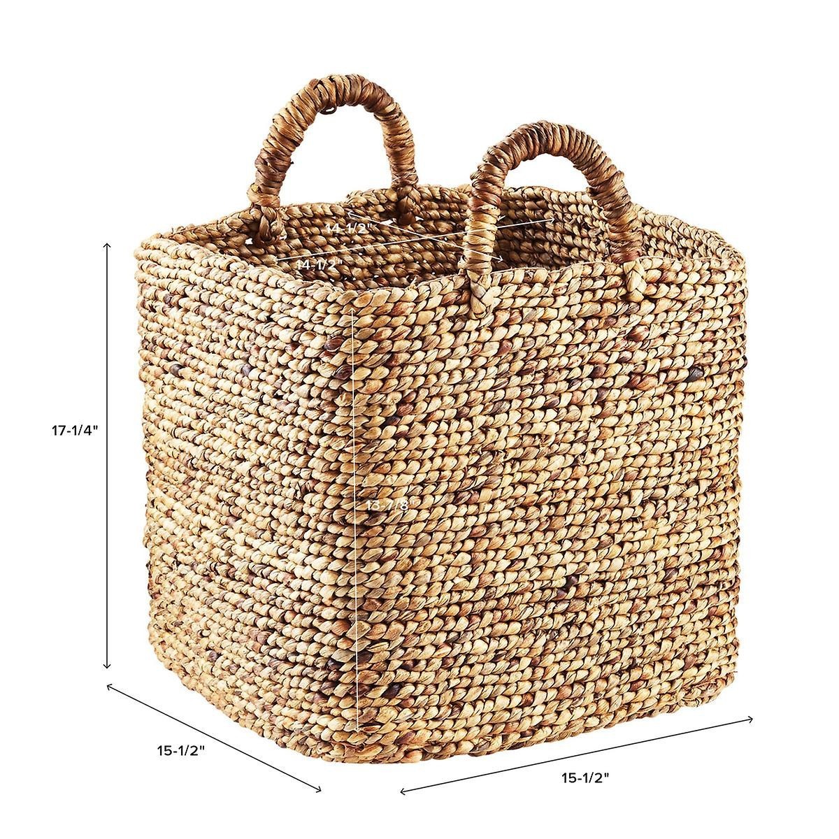 Braided Water Hyacinth Storage Cube with Handles | The Container Store