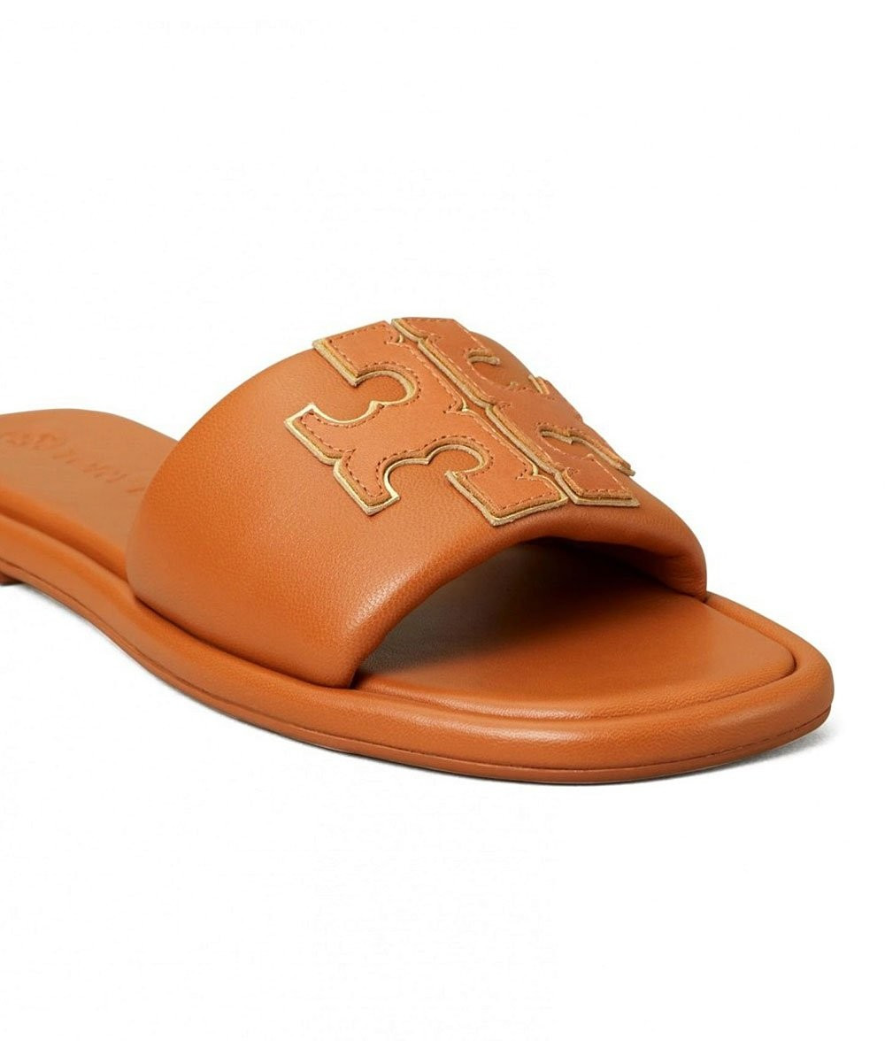 Aged Camello & Goldtone Double-T Leather Sport Slide - Women | Zulily