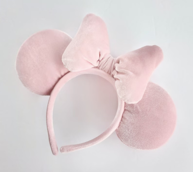 Soft Blush Light Pink Velvet Mouse Ears - Etsy | Etsy (US)