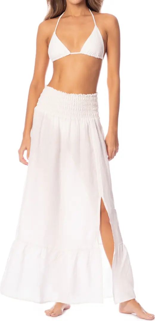 Aubrey Slide Slit Linen Cover-Up Skirt | Nordstrom