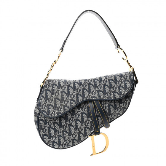 CHRISTIAN DIOR Monogram Saddle Bag Blue | FASHIONPHILE (US)
