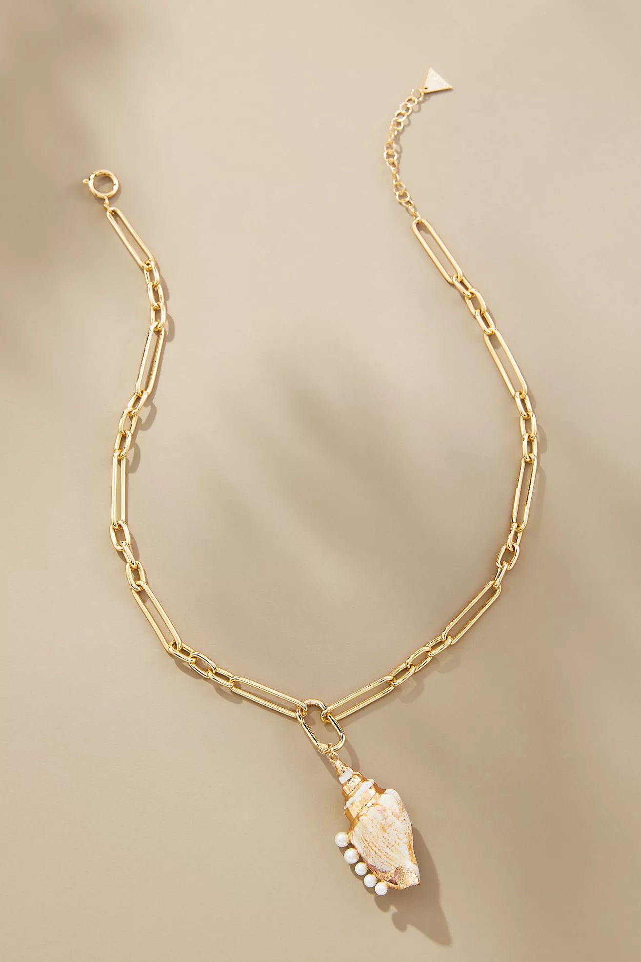 Pearl-Studded Shell Pendant Necklace | Anthropologie (US)
