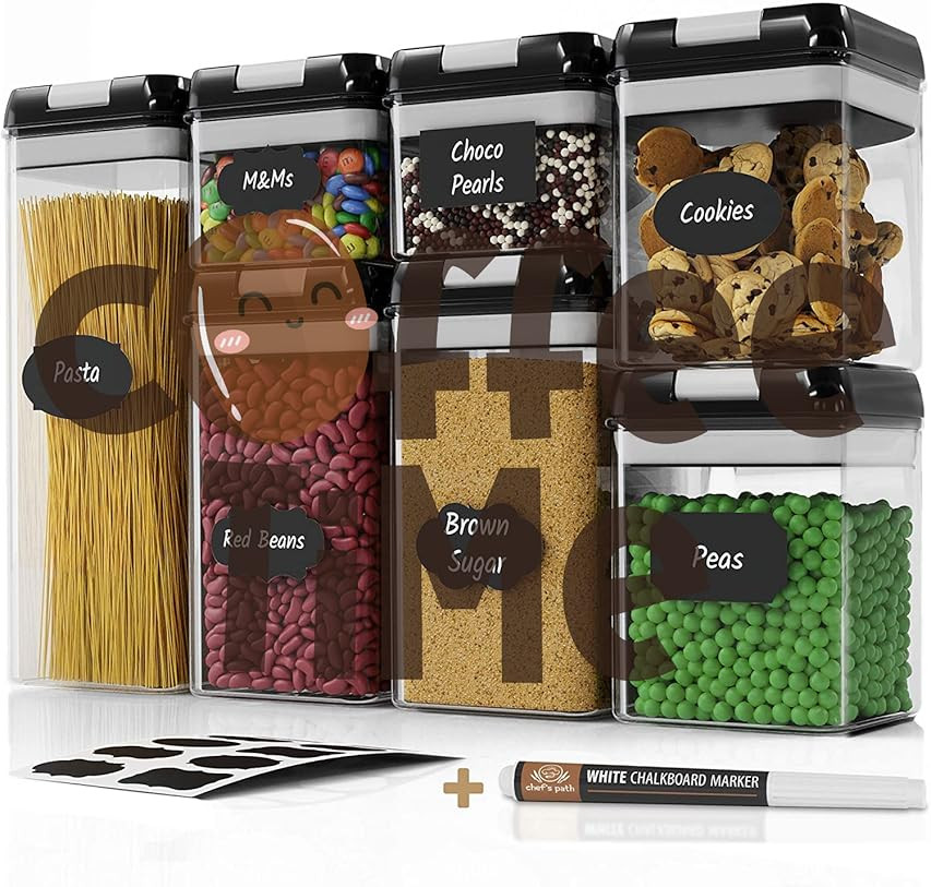 Chef's Path Airtight Food Storage Container Set - 7 PC Set - Labels - Kitchen & Pantry Organizati... | Amazon (US)