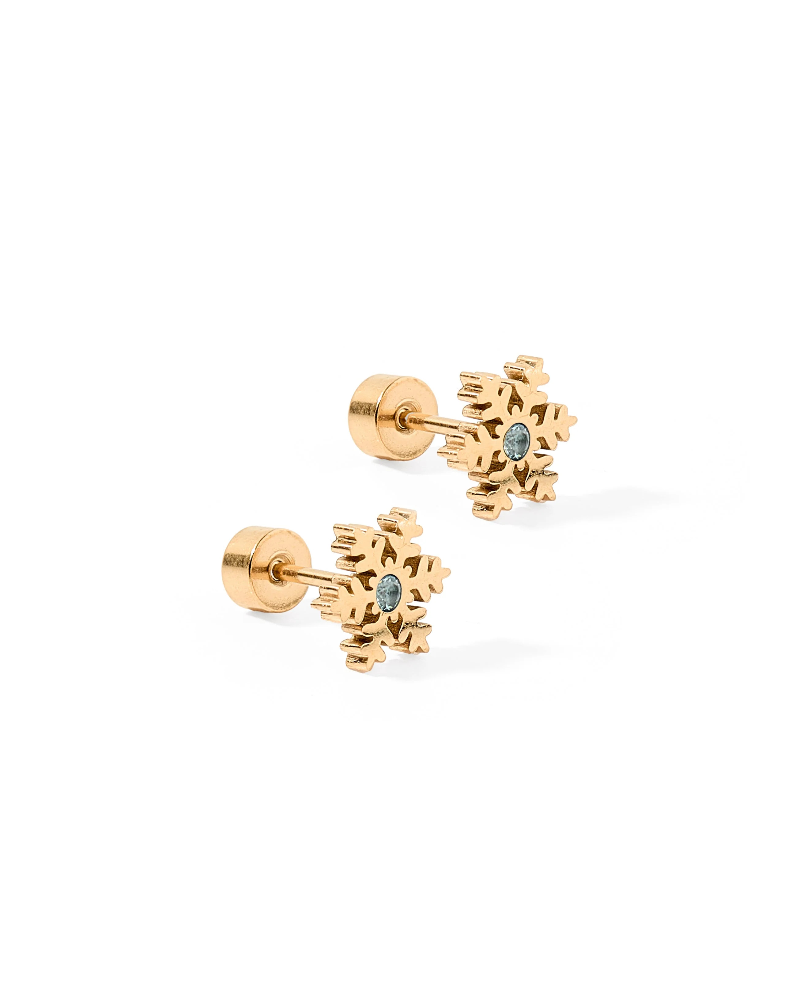 Screwback Stud Earrings - Snowflake - Gold - Shop LINNY CO | LINNY CO LLC