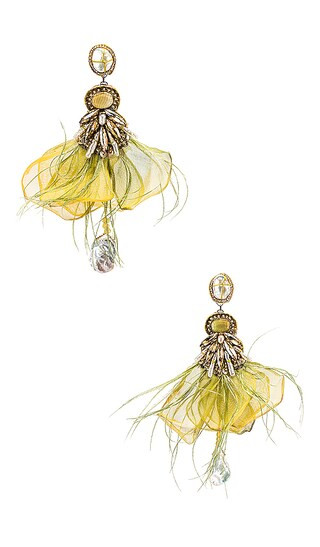 Embellished Flower Earrings in Green | Revolve Clothing (Global)