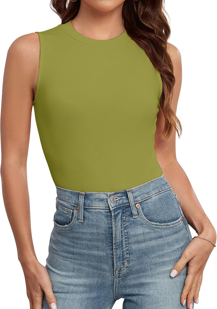 AUHEGN Tank Tops for Women Summer Sleeveless Racerback Casual Basic Ribbed Slim Fitted Shirts | Amazon (US)