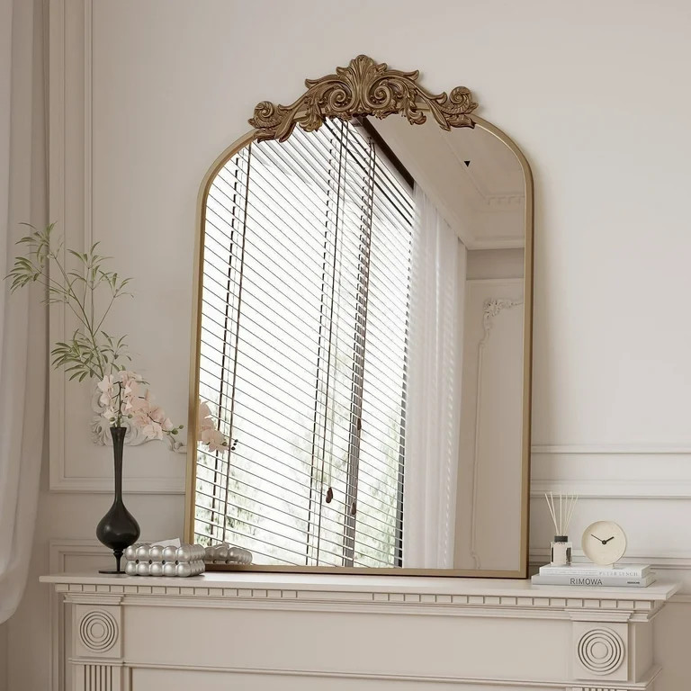BEAUTYPEAK 38"x24" Wall Decor Mirror Arched Metal Vintage Bathroom Mirror,Bronze | Walmart (US)