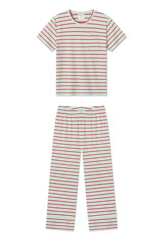 Pima Darby Pants Set in Maraschino Stripe | LAKE Pajamas