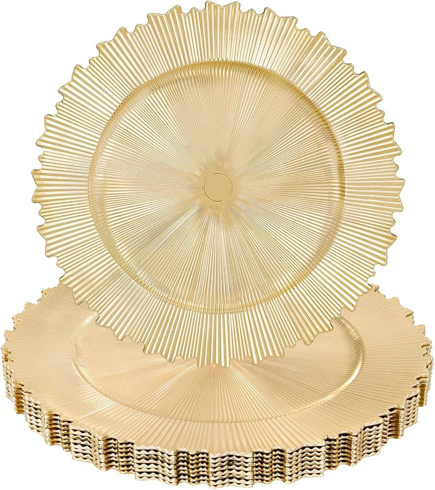 LIYH 8 Pcs Gold Chargers Plates 13 Inch - Gold Chargers for Dinner Plates, Irregular Design Heavy... | Amazon (US)