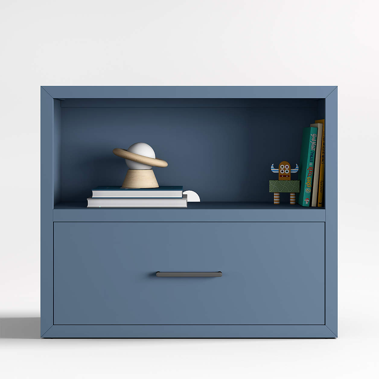 Ever Simple 36" Modular Slate Blue Wood Kids Bookcase with Drawer + Reviews | Crate & Kids | Crate & Barrel