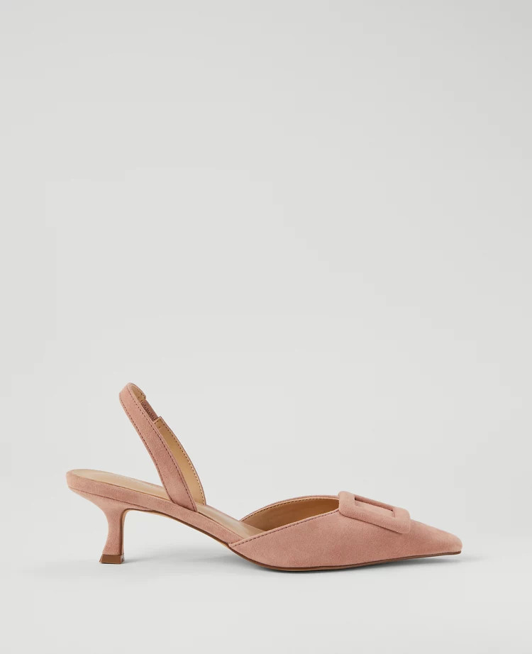Suede Buckle Slingback Pump | Ann Taylor