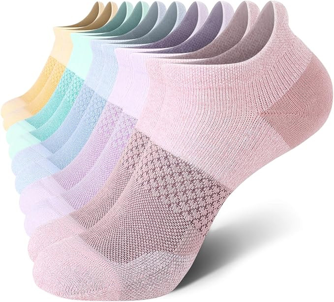 CS CELERSPORT 5 Pairs Women's Ankle Running Socks Cushioned Athletic Sport Socks with Tab | Amazon (US)