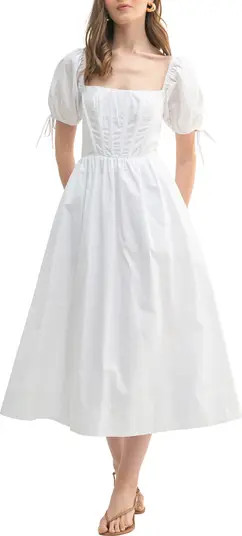 Corset Bodice Cotton Midi Dress | Nordstrom