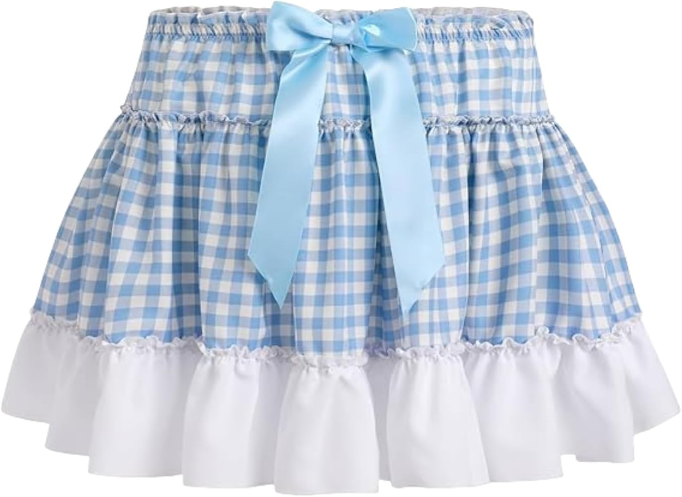 Women Men Gingham Pleated Mini Skirts Ruffle Lace A Line Layered Short Skirts Fairy Princess Cost... | Amazon (US)