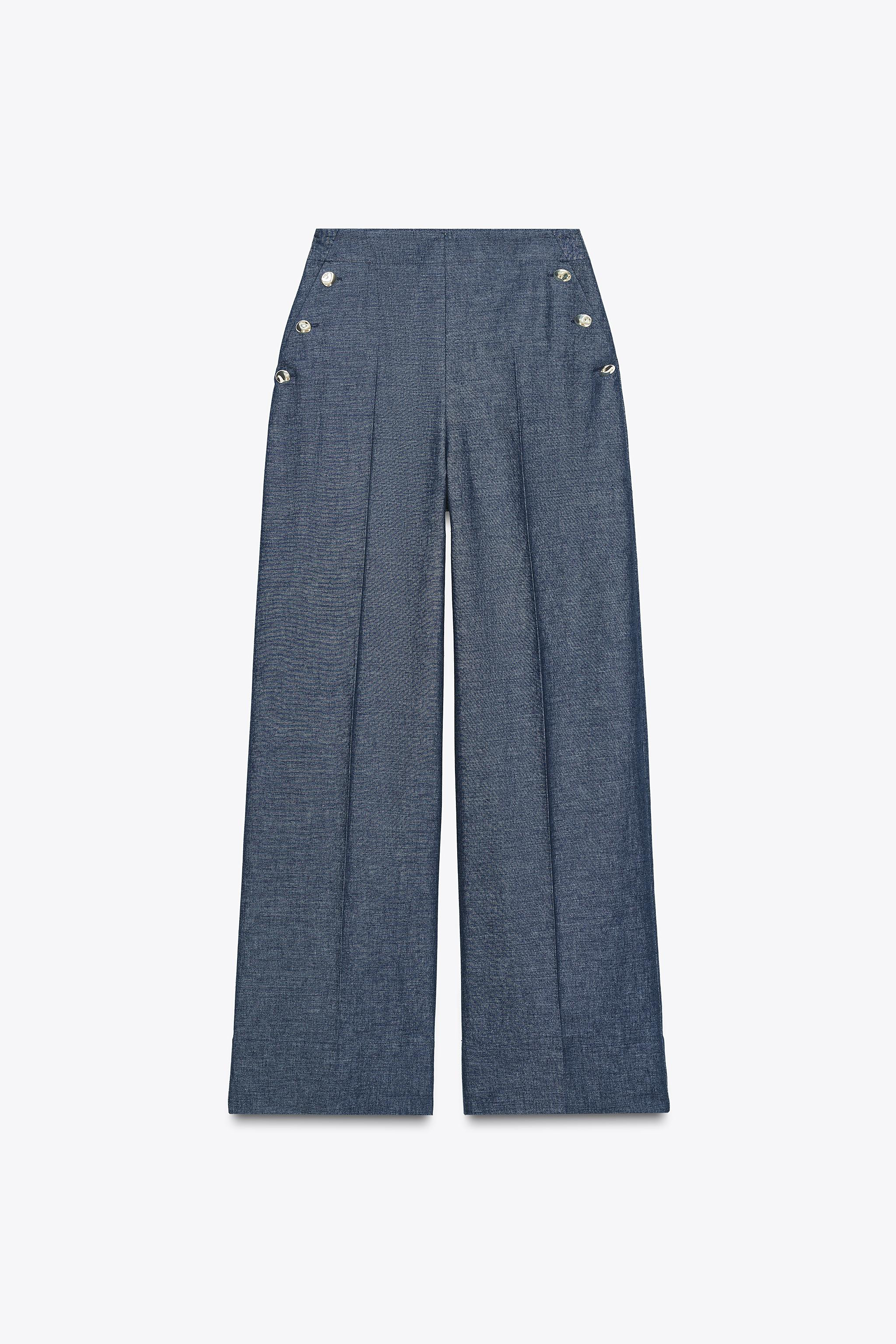 WIDE LEG LINEN PANTS WITH BUTTONS | Zara US